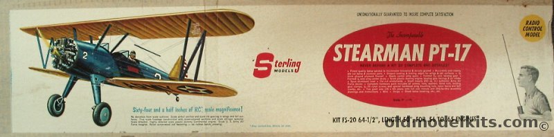 Sterling Stearman PT-17 - 64.5 inch Wingspan Scale RC Airplane for .56 to .65 Motors, FS-20 plastic model kit